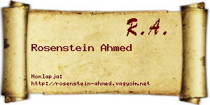 Rosenstein Ahmed névjegykártya
